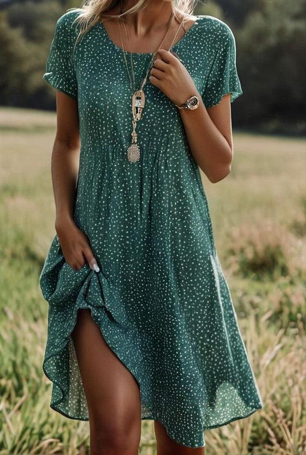 Levoire | Robe D'Été À Col V Pour Femmes Tenue Décontractée Élégante Vert