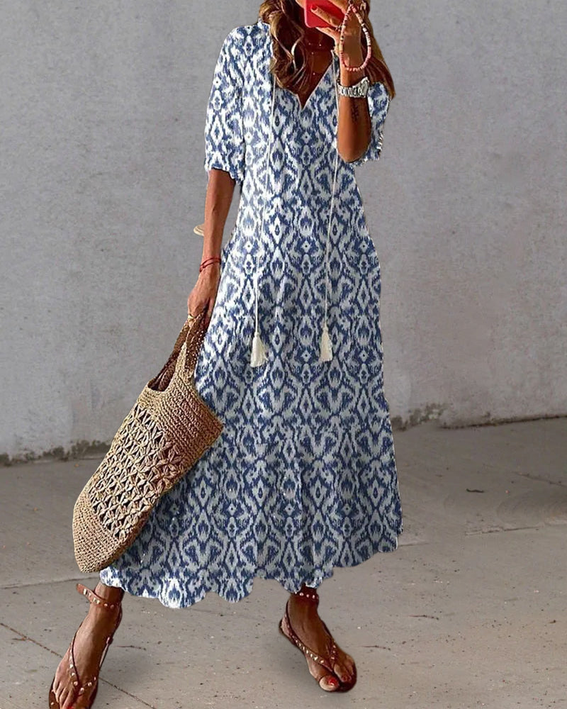 Levoire | Robe longue à col en V imprimée
