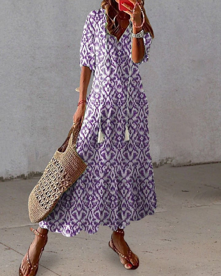 Levoire | Robe longue à col en V imprimée