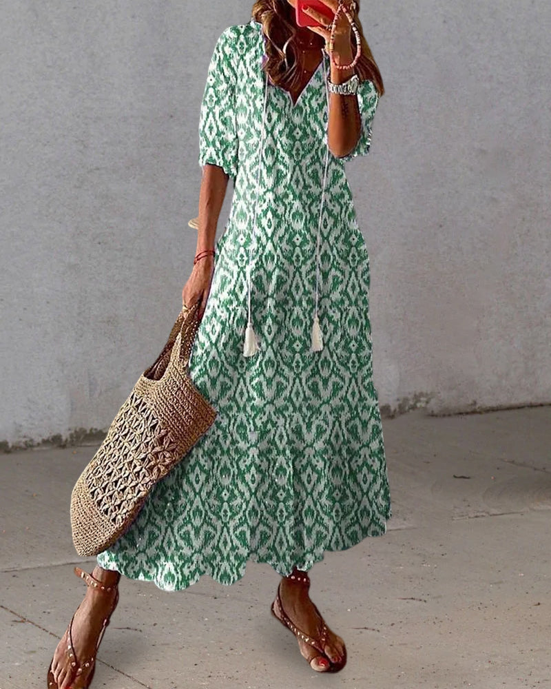 Levoire | Robe longue à col en V imprimée
