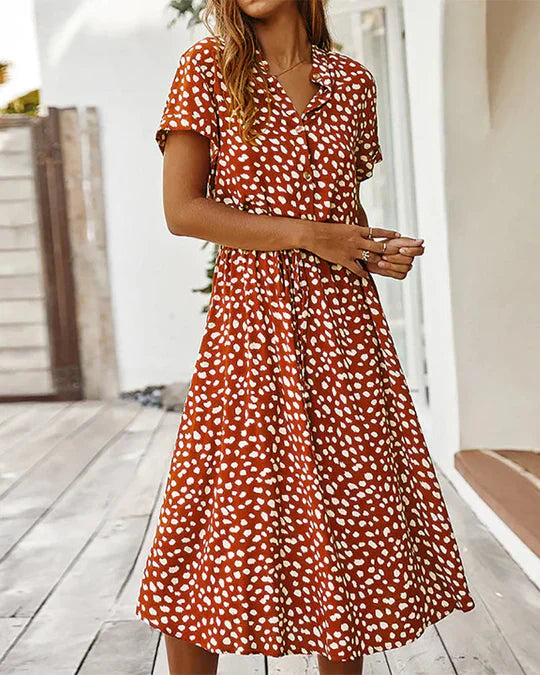 Levoire | Robe Midi À Pois Orange