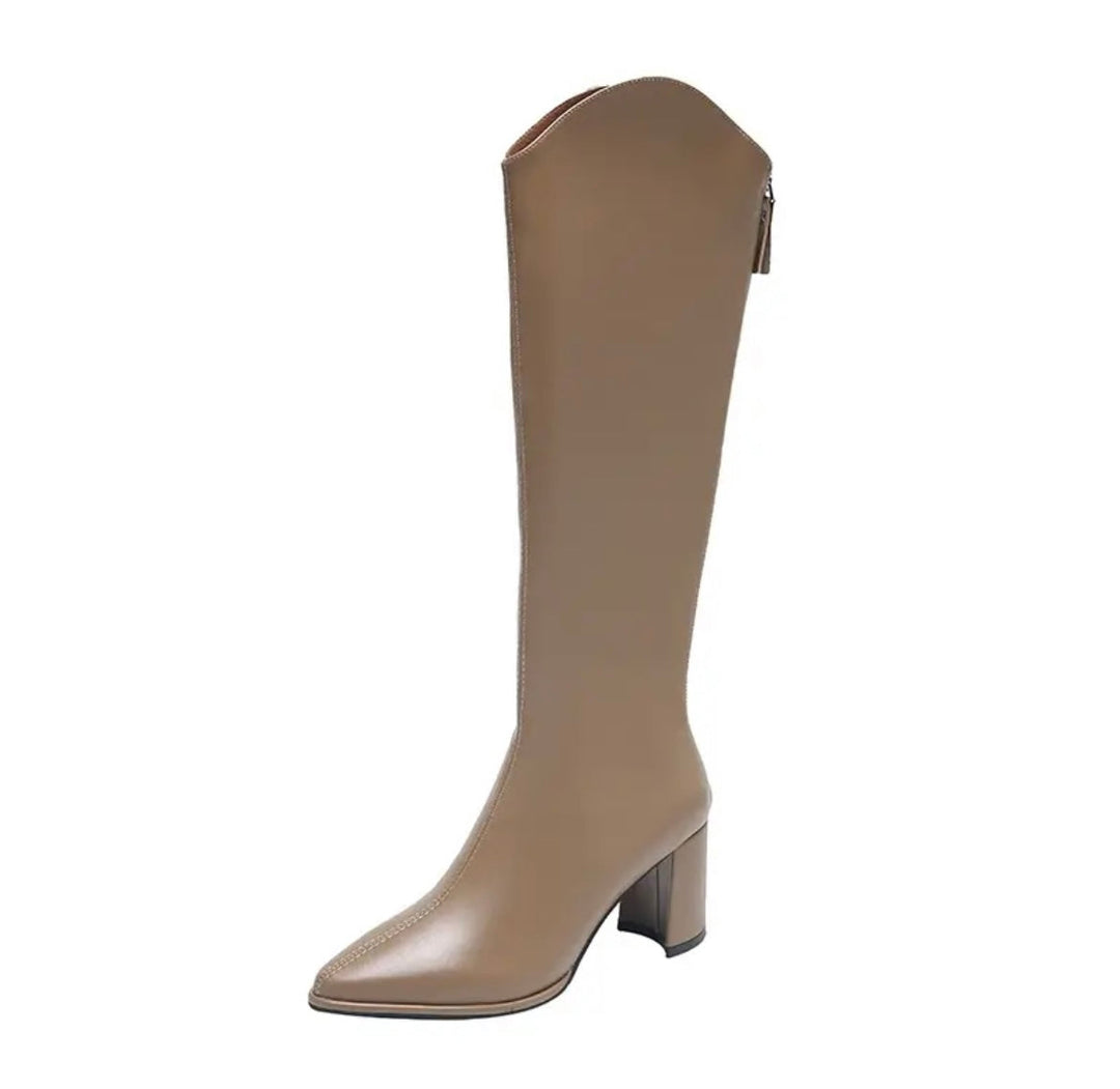 Levoire | Bottes Élégantes À Talon Block Beige