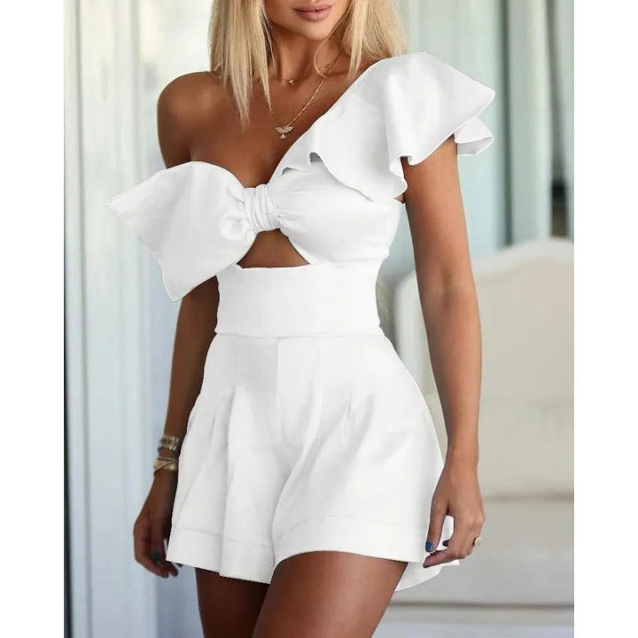 Levoire | Short en mélange avec des perles et un cordon Blanc