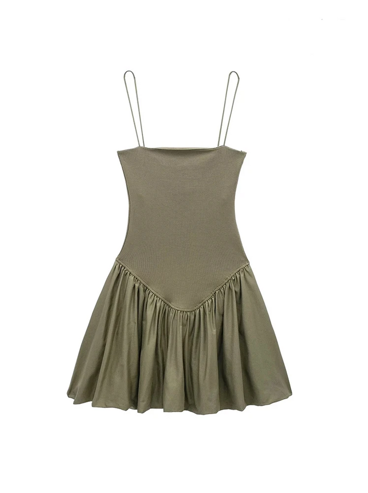 Levoire | Robe En Popeline Mini Avec Manches Bouffantes Vert