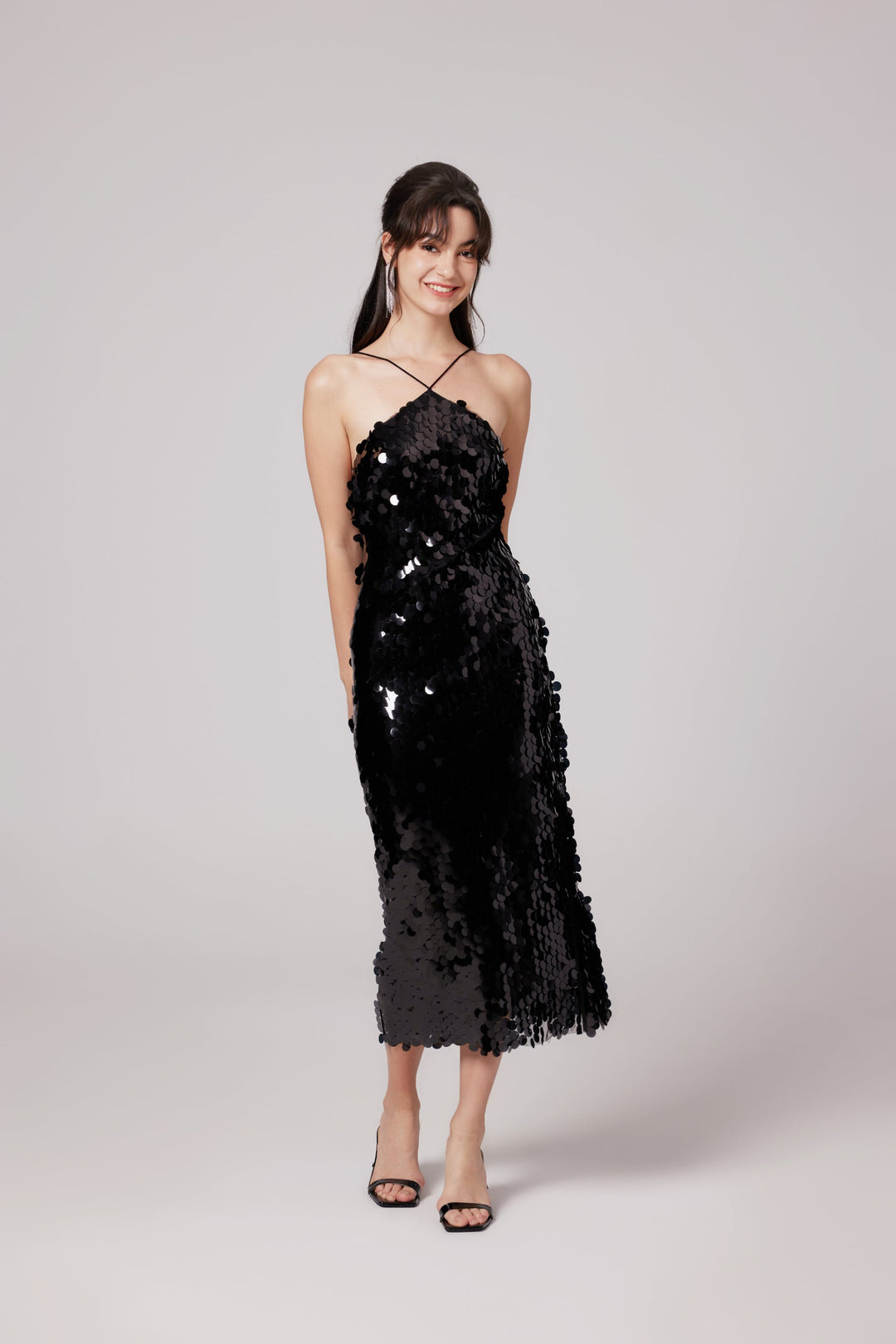 Levoire | Robe Midi Noire Ornée