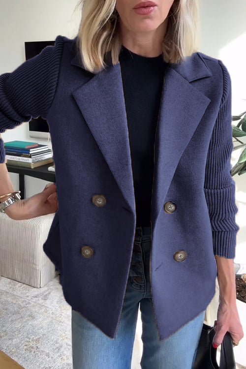 Levoire | Blazer Élégant Avec Des Manches Contrastées Bleu