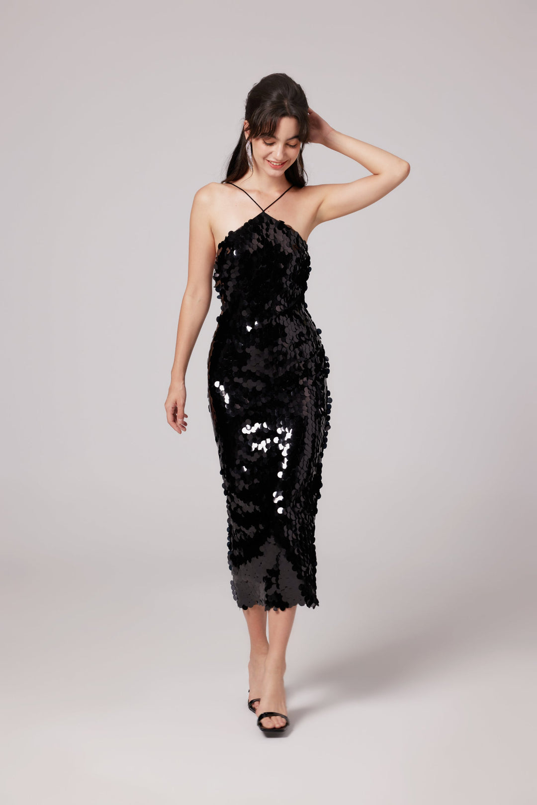 Levoire | Robe Midi Noire Ornée