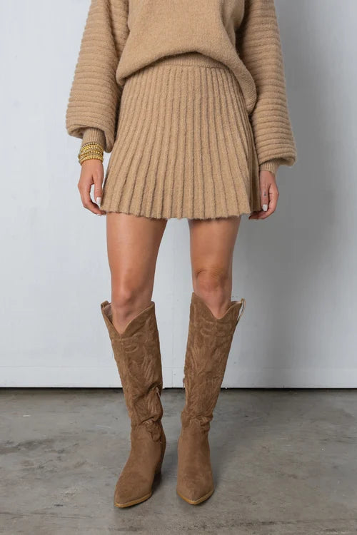 Levoire | Ensemble Élégant Pull Et Jupe Pour Femme Brun