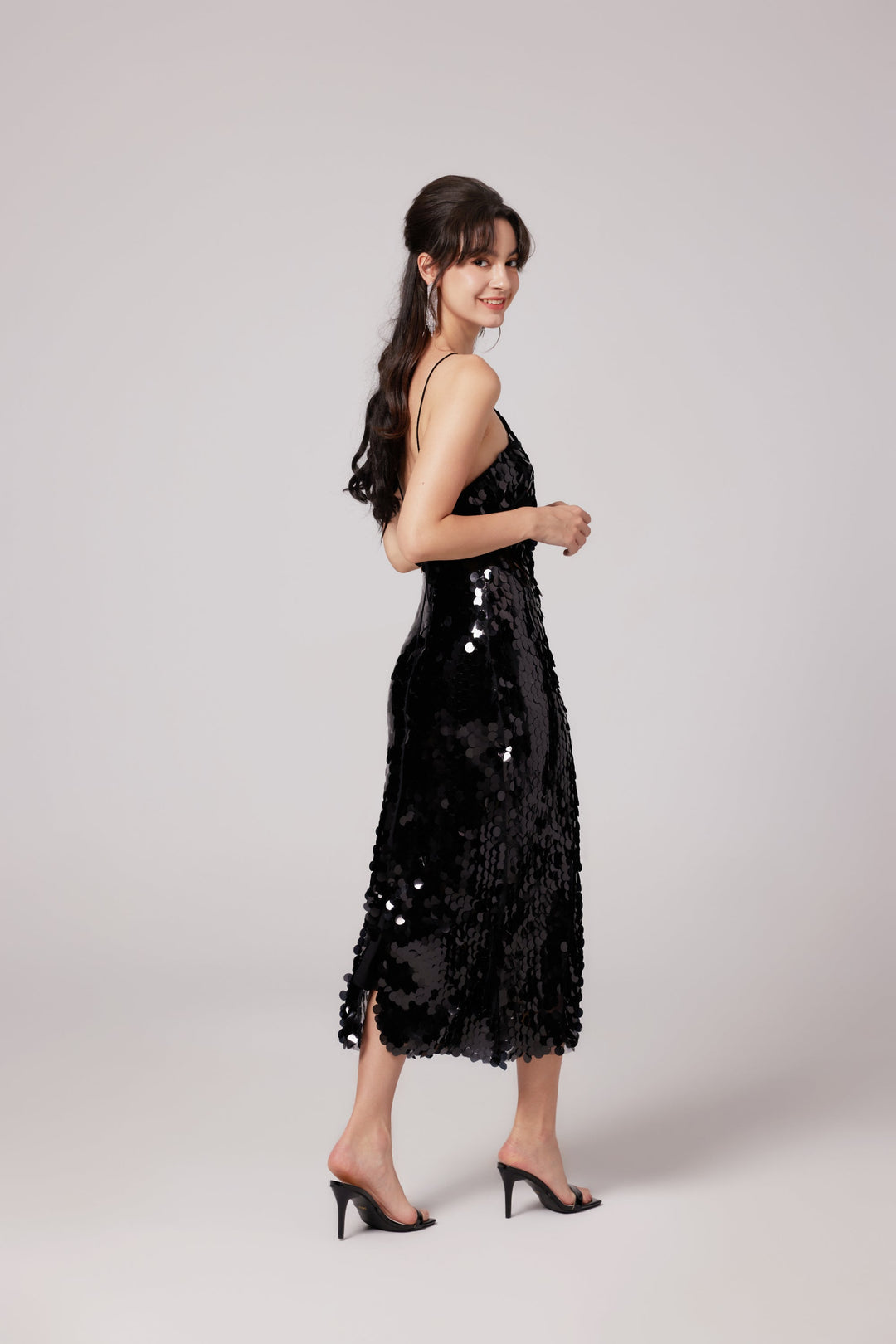 Levoire | Robe Midi Noire Ornée