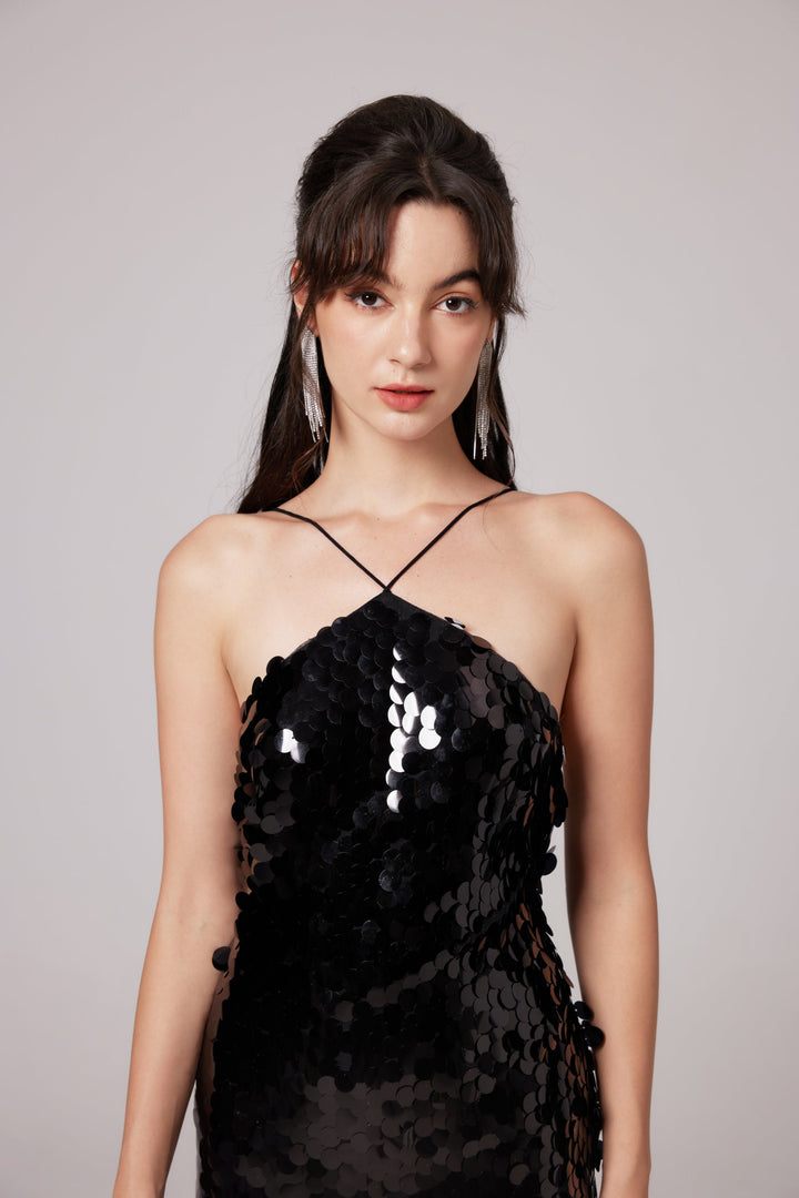Levoire | Robe Midi Noire Ornée
