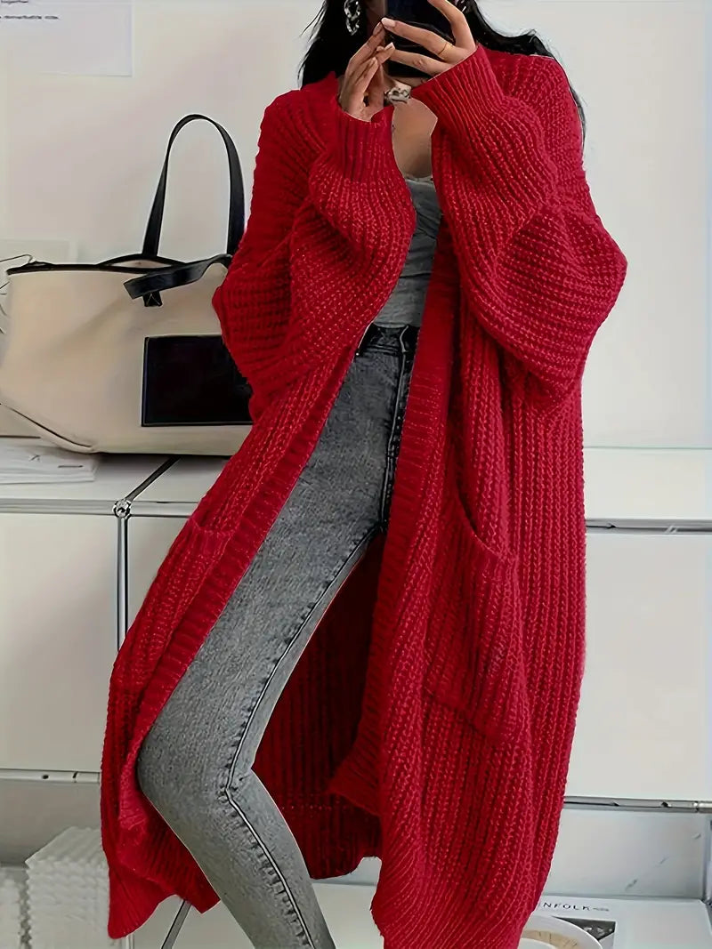 Levoire | Veste En Maille Longue Pour Femme À Design Décontracté Rot