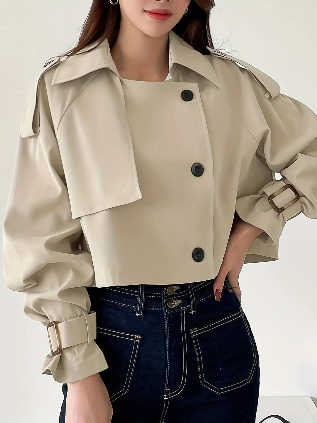 Levoire | Veste à col doublé à manches longues à double boutons 5XL