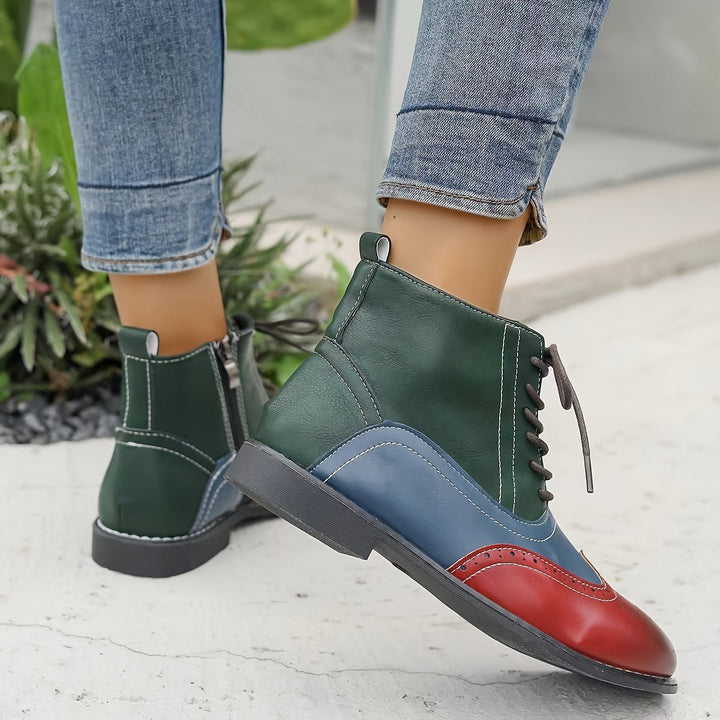 Levoire | Élégantes Bottes Colorblock Pour Femmes Avec Talon Et Fermeture Éclair Latérale