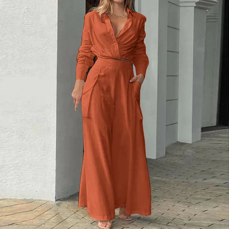 Levoire | Ensemble de chemise et pantalon élégant Orange