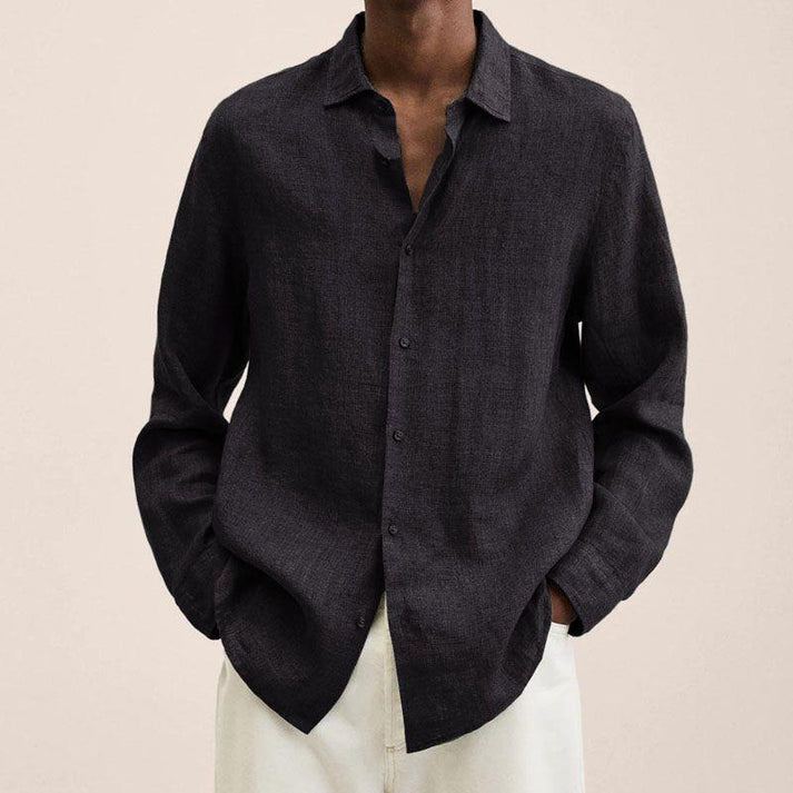 Levoire | Chemise À Col Avec Manches Longues Pour Hommes Noir