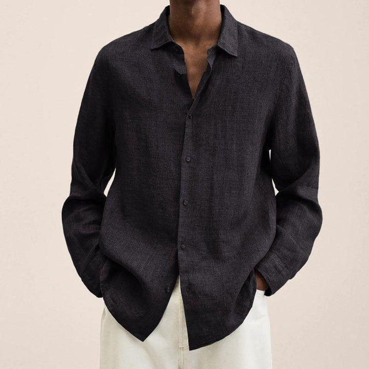 Levoire | Chemise En Lin Coupe Detendue Hommes Noir