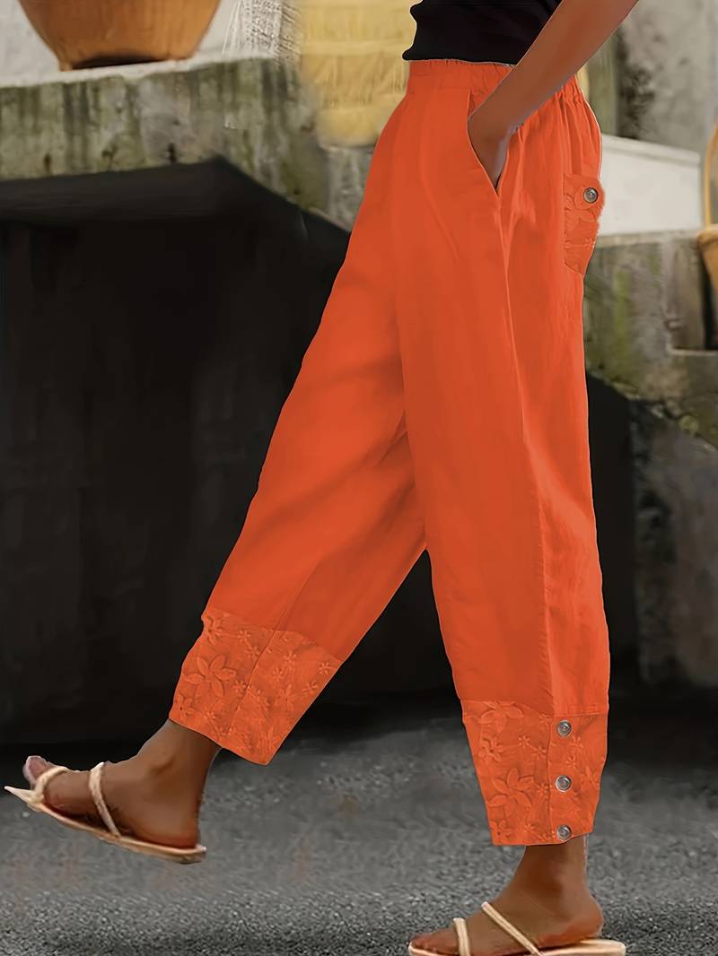 Levoire | Pantalon De Loisirs Contrasté Pour L'Été Orange Rouge