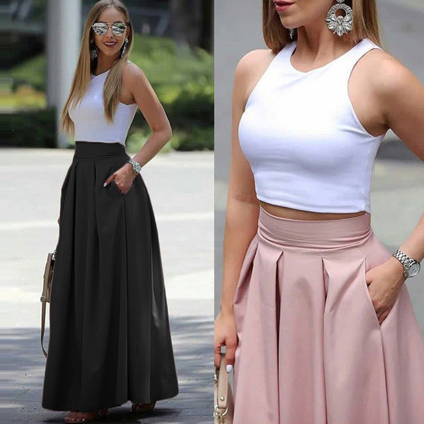 Levoire | Jupe Plissée Confortable Longueur Cheville Taille Haute