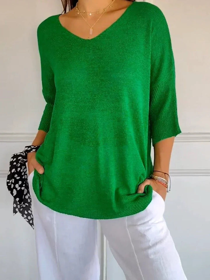 Levoire | Top tricoté uni avec col en V Vert