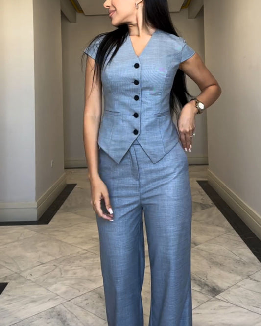 Levoire | Ensemble de blouse et pantalon en lin