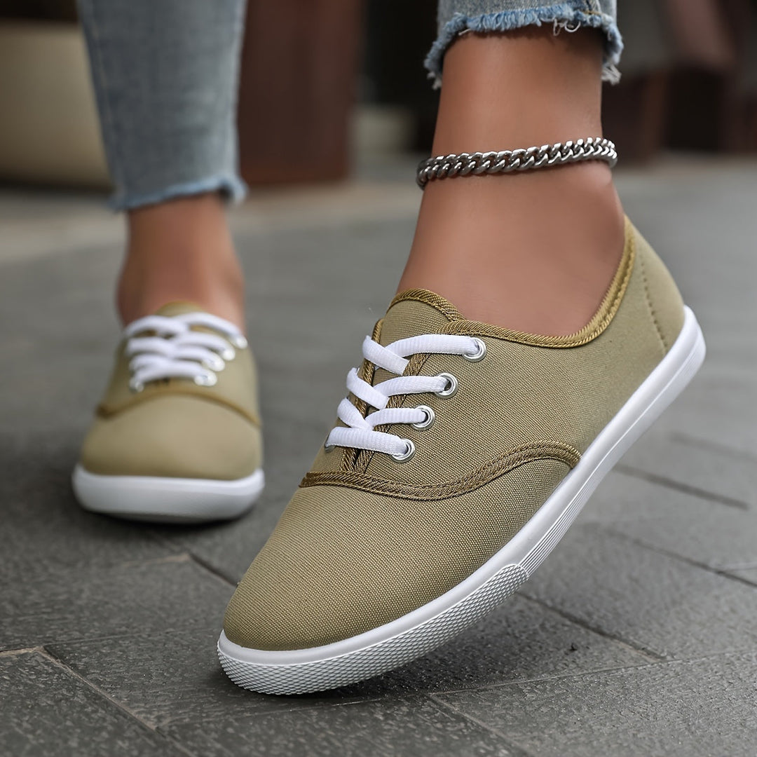Levoire | Basses Chaussures En Toile Confortables Blanches Kaki foncé 2