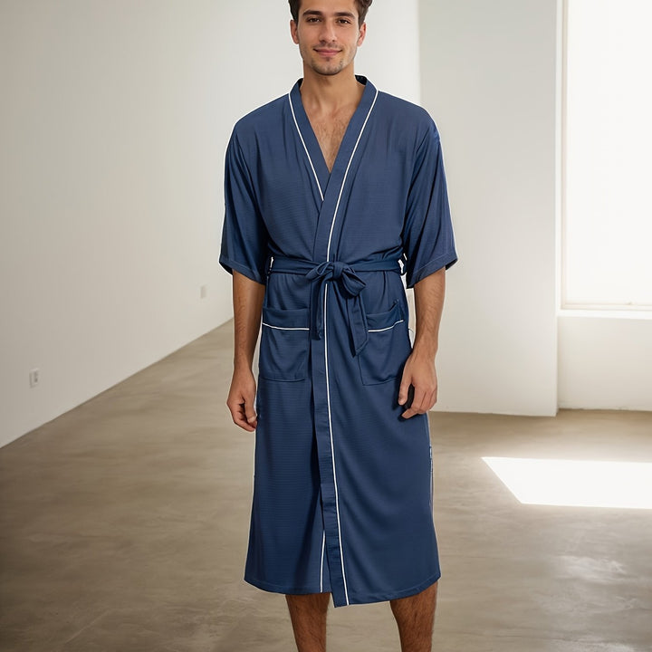 Levoire | Peignoir Pour Homme Élégant À Manches Courtes Et Poches Doubles