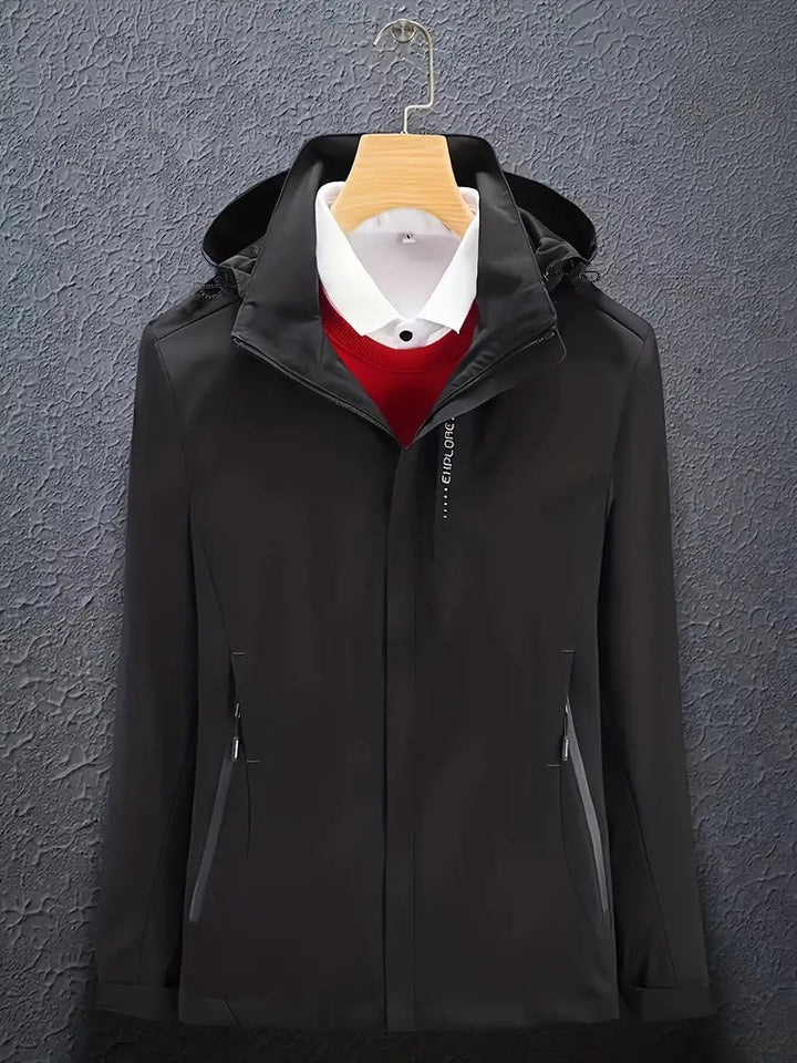 Levoire | Veste à capuche longue à manches longues imperméable Noir