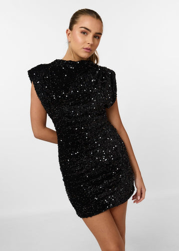 Levoire | Épaule Rembourré Brillant Mini Robe