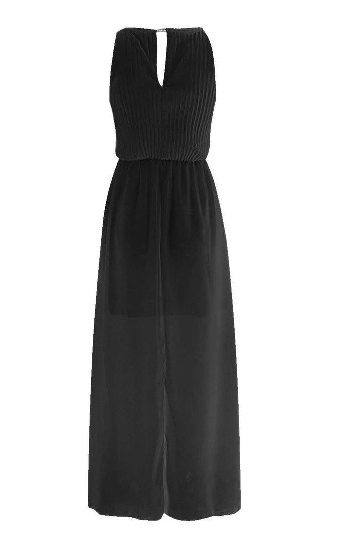 Levoire | Robe de soirée maxi sans manches à dos creux plissé
