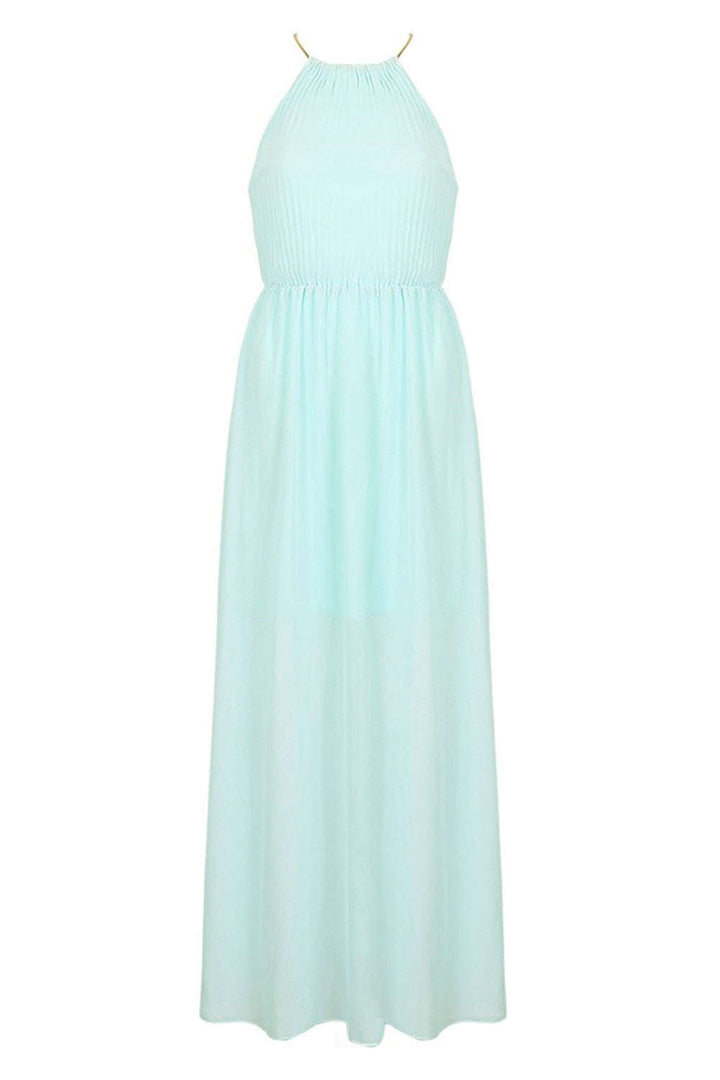Levoire | Robe de soirée maxi sans manches à dos creux plissé