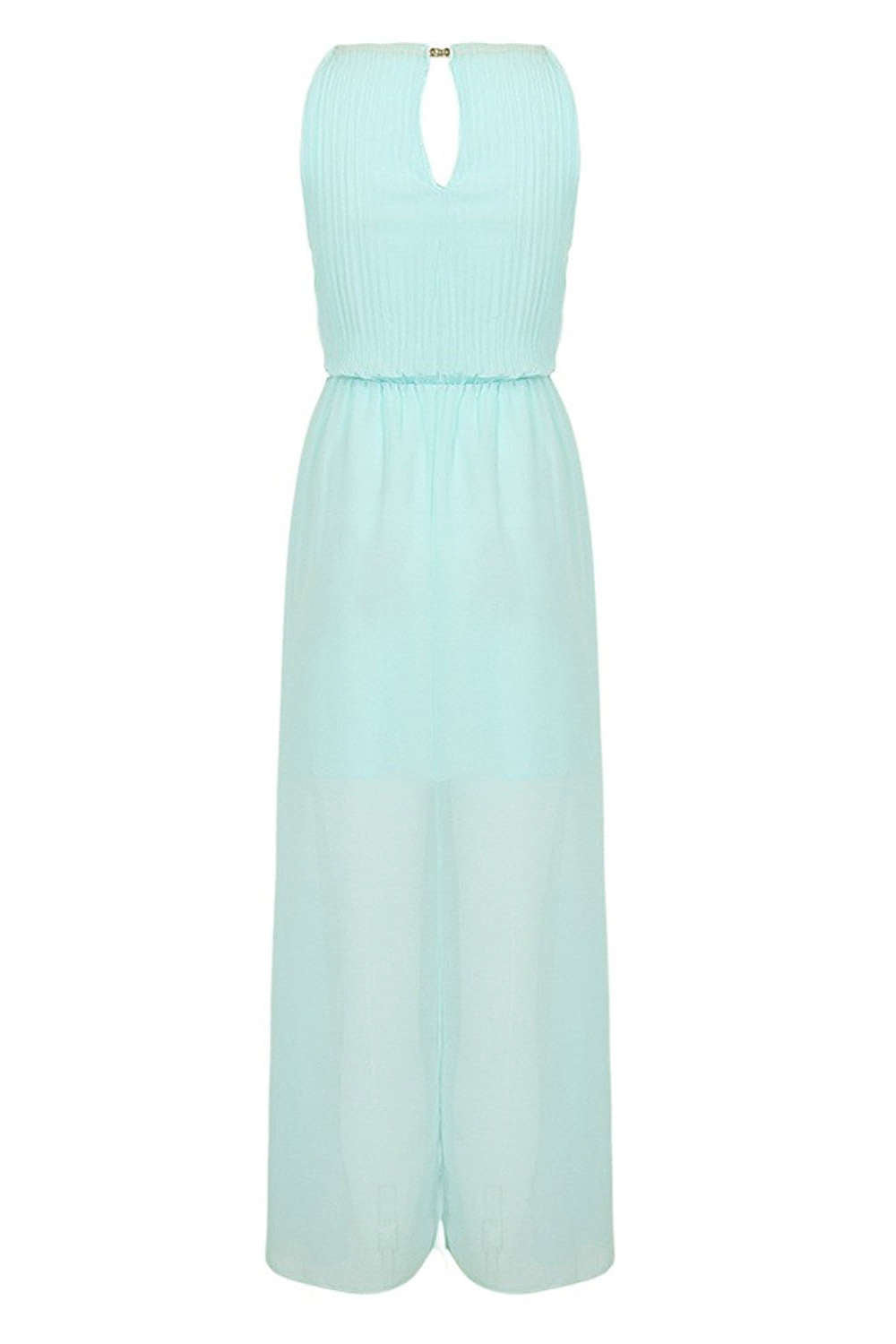 Levoire | Robe de soirée maxi sans manches à dos creux plissé