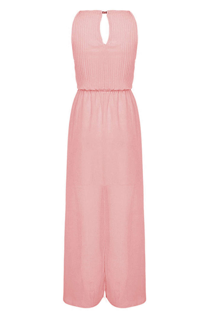 Levoire | Robe de soirée maxi sans manches à dos creux plissé