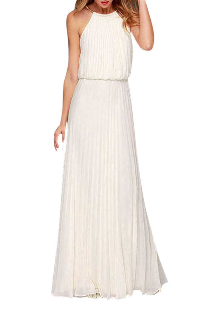 Levoire | Robe de soirée maxi sans manches à dos creux plissé Blanc