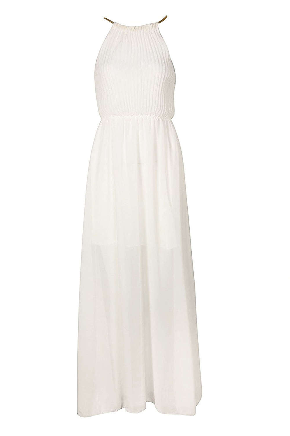 Levoire | Robe de soirée maxi sans manches à dos creux plissé