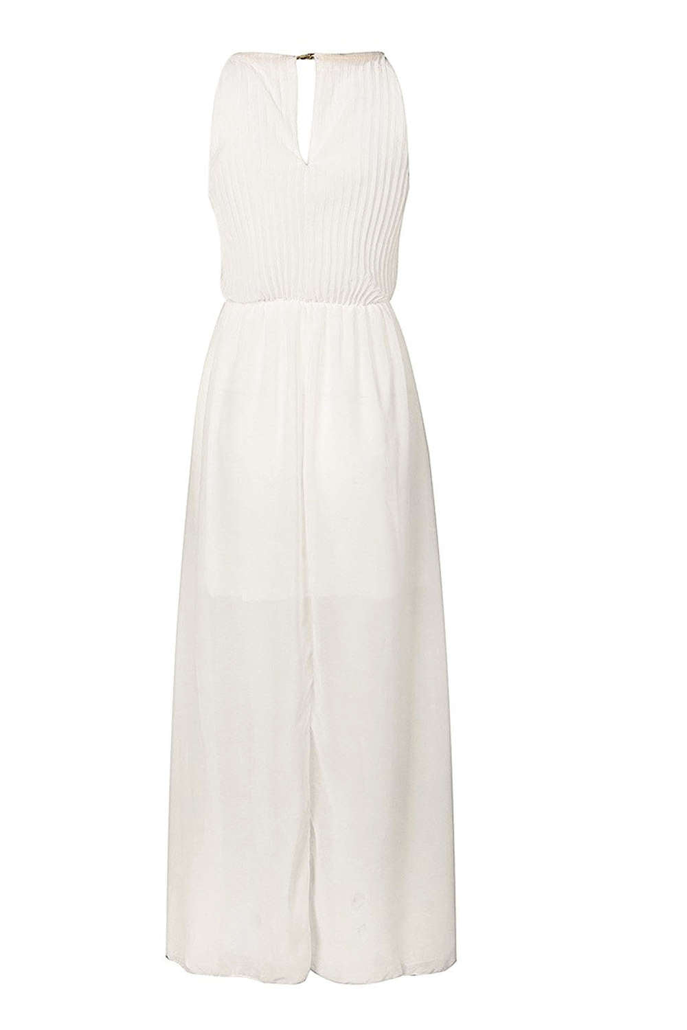 Levoire | Robe de soirée maxi sans manches à dos creux plissé