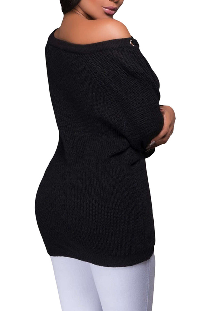 Levoire | Femmes Lacets Vue avant Encolure en V Manches longues Pull en tricot Top