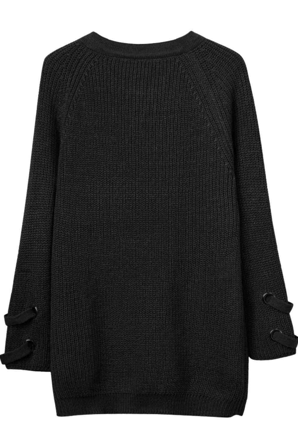 Levoire | Femmes Lacets Vue avant Encolure en V Manches longues Pull en tricot Top