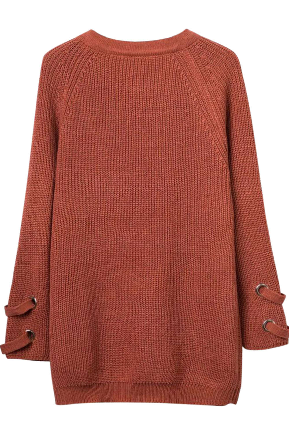 Levoire | Femmes Lacets Vue avant Encolure en V Manches longues Pull en tricot Top