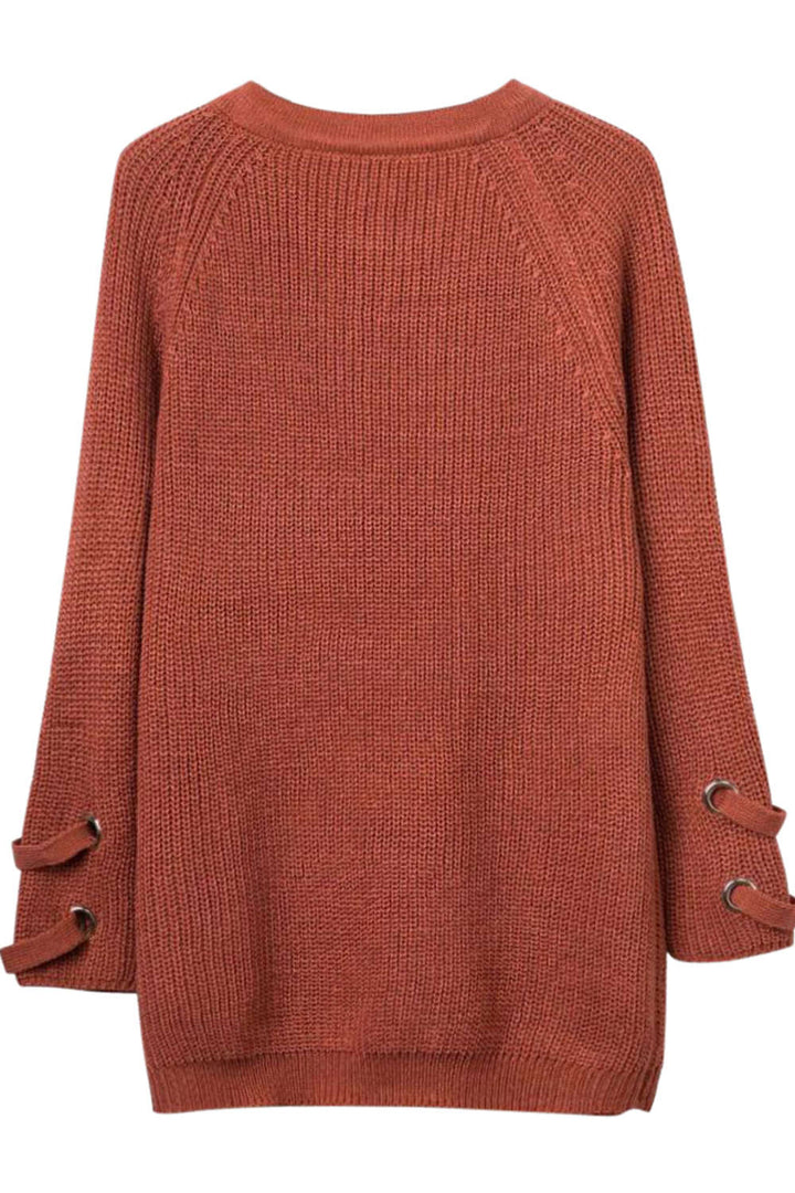 Levoire | Femmes Lacets Vue avant Encolure en V Manches longues Pull en tricot Top