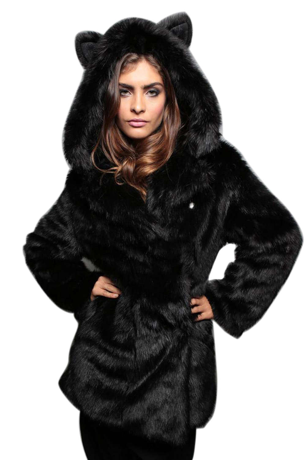 Levoire | Fauteuil en fausse fourrure Manteau à capuche oreilles mignonnes