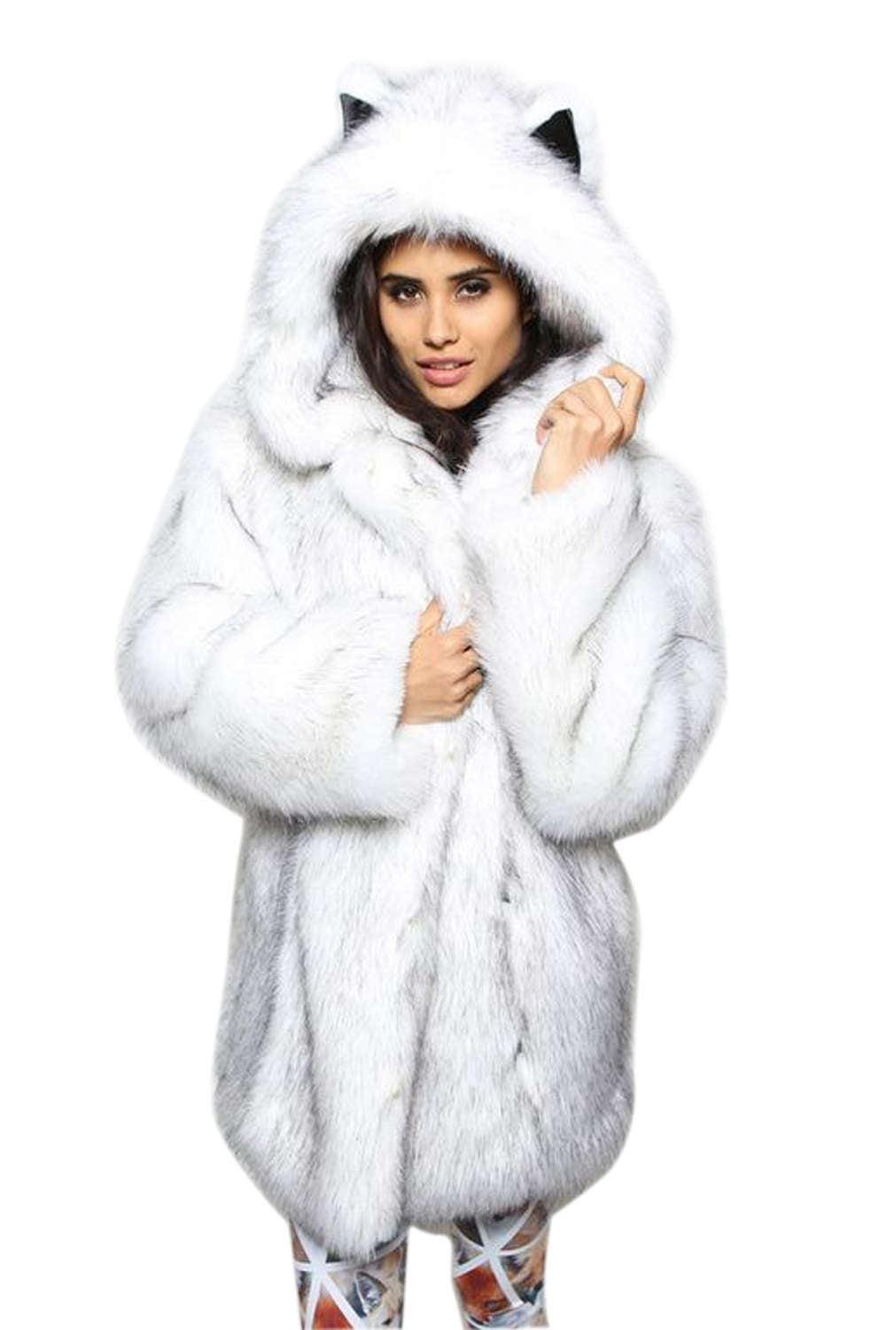 Levoire | Fauteuil en fausse fourrure Manteau à capuche oreilles mignonnes