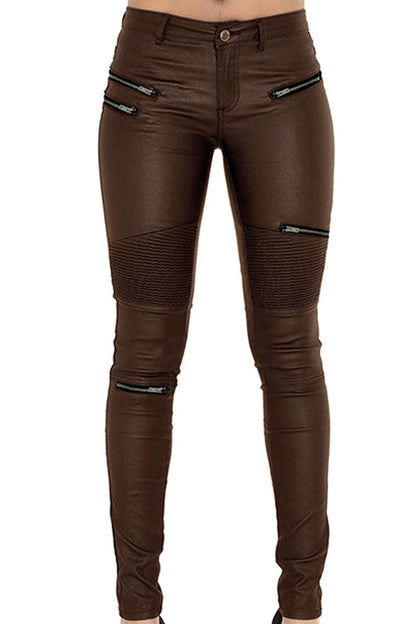 Levoire | Femmes Fermeture éclair Leggings extensibles Café