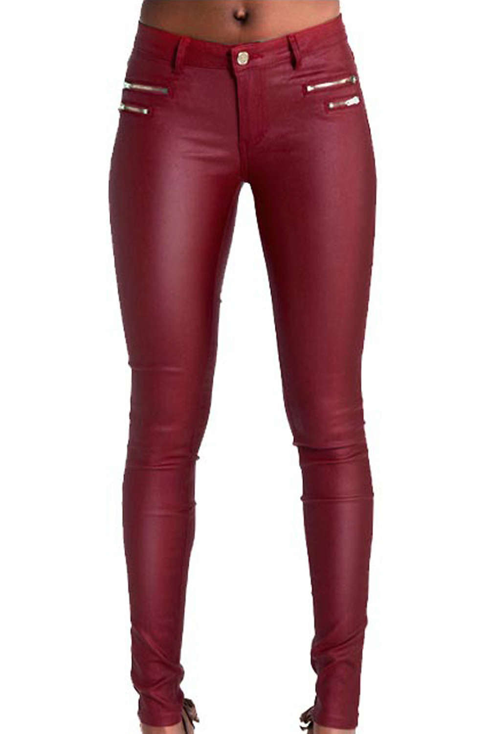 Levoire | Femmes Fermeture éclair Leggings extensibles Vin rouge
