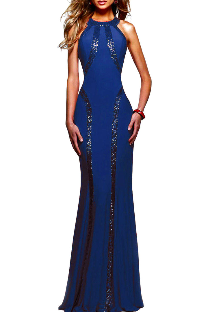 Levoire | Femmes Superbe robe de bal en jersey avec sequins Bleu