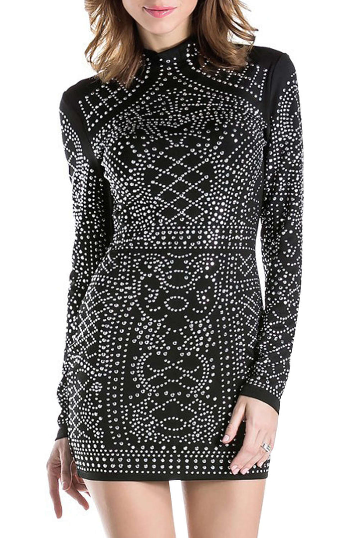 Levoire | Robe Mini ornée de faux diamants entier Noir