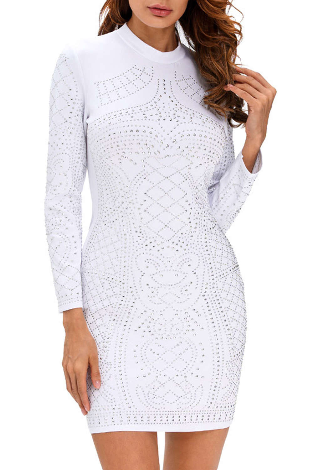 Levoire | Robe Mini ornée de faux diamants entier Blanc