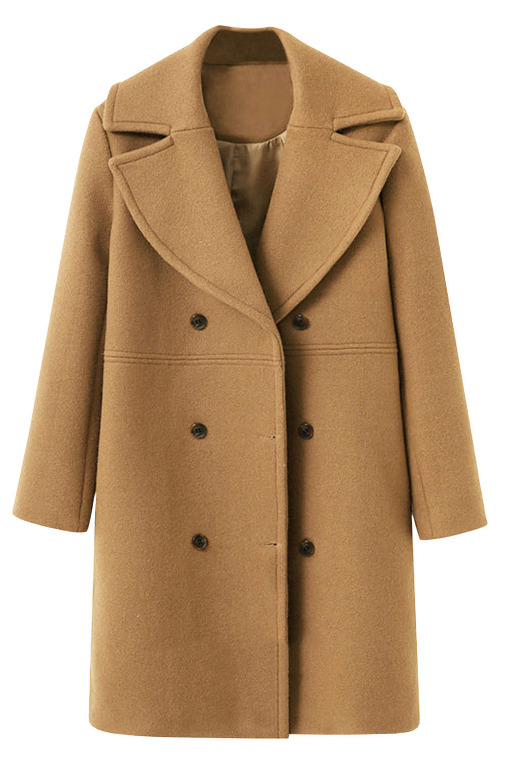 Levoire | Manteau Long en Laine à Revers Simple Beige