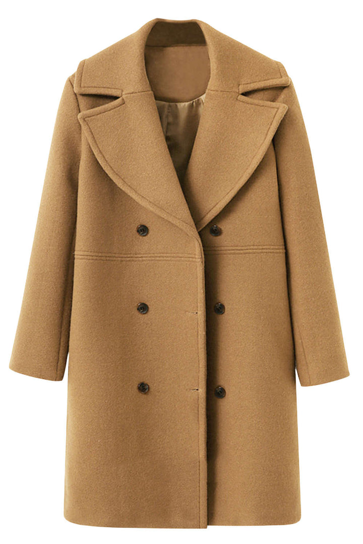 Levoire | Manteau Long en Laine à Revers Simple Beige