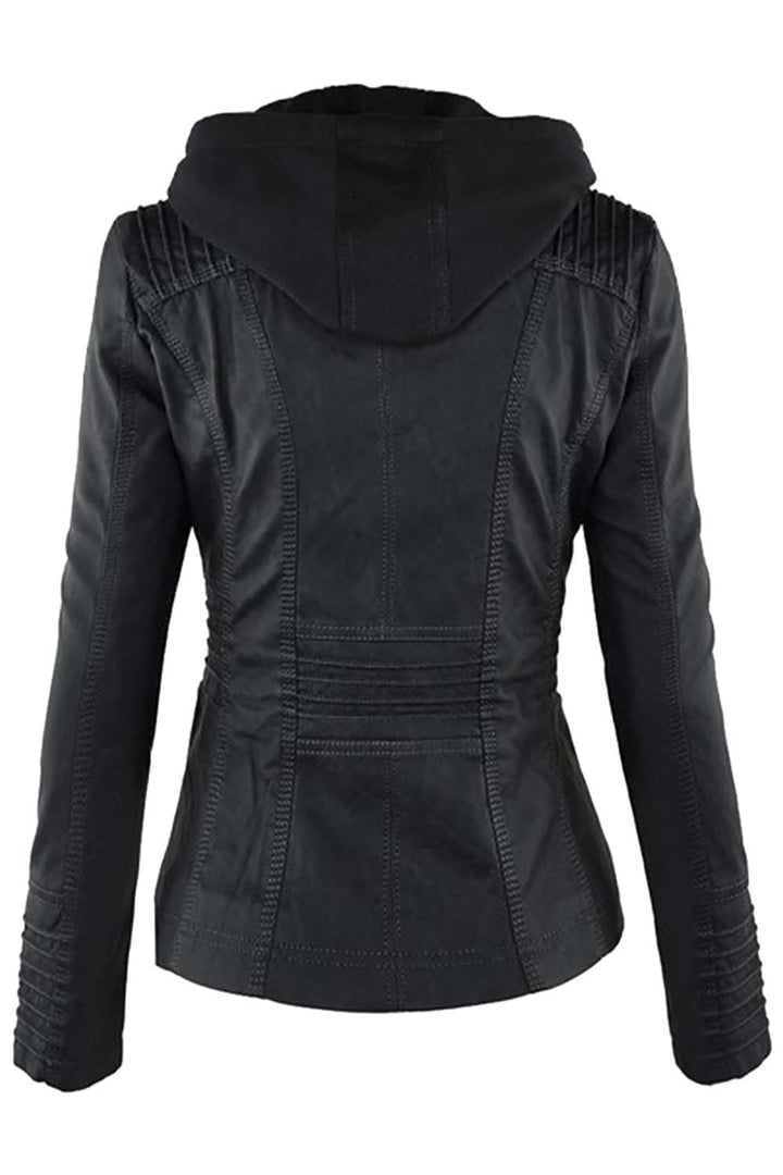 Levoire | Veste à capuche en similicuir pour femmes avec zip