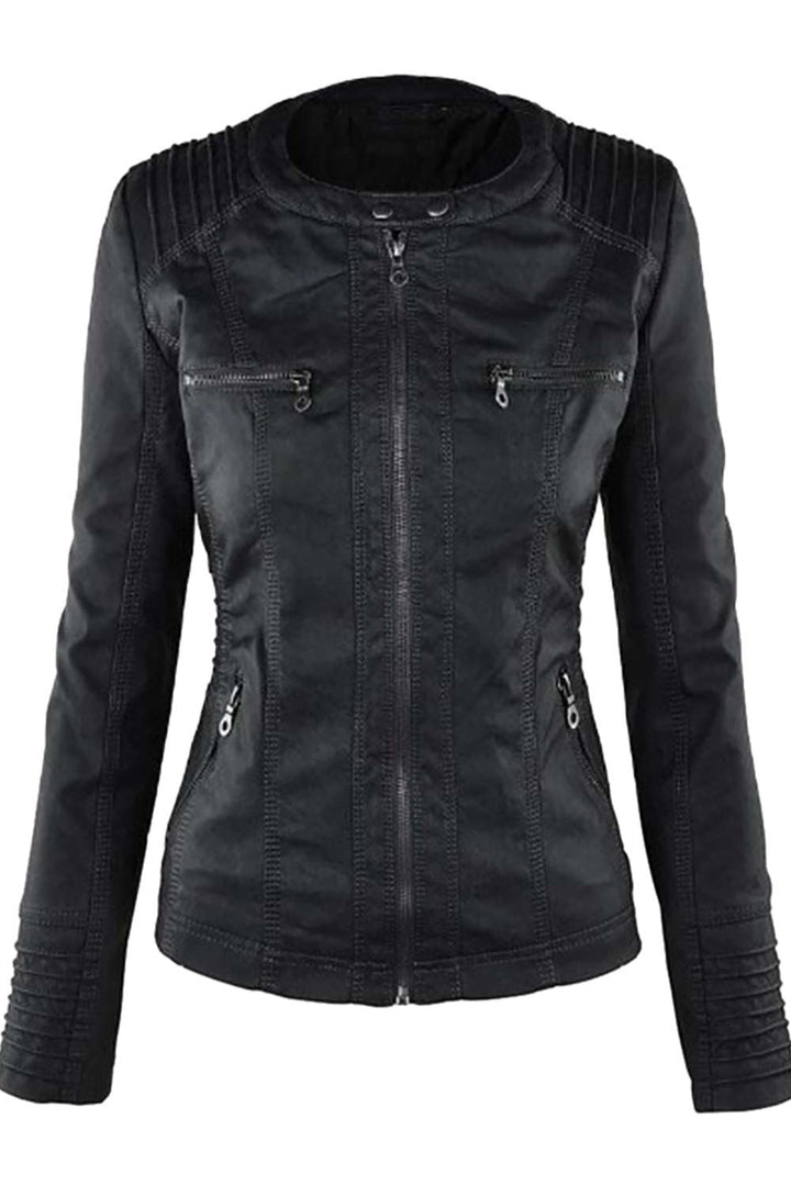 Levoire | Veste à capuche en similicuir pour femmes avec zip